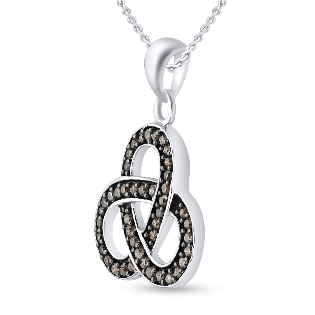 Sterling Silver Women's Brown Diamond Fashion Pendant 1/4 ctw - view 2