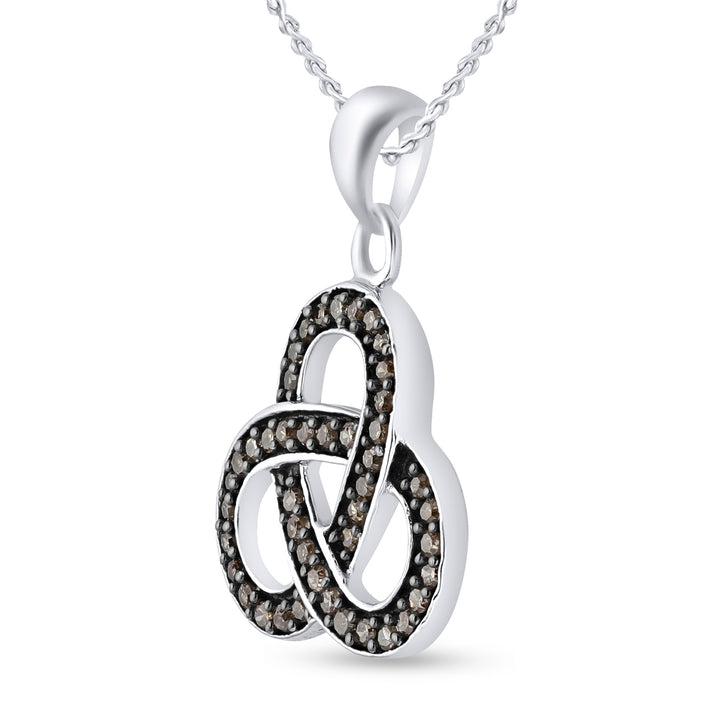 Sterling Silver Women's Brown Diamond Fashion Pendant 1/4 ctw - view 2