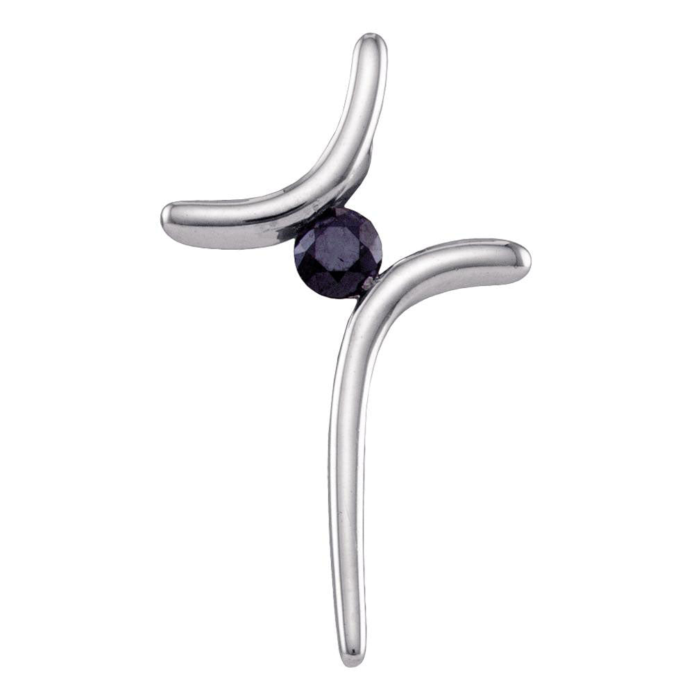 Sterling Silver Women's Black Color Enhanced Diamond Cross Religious Pendant 1/4 ctw