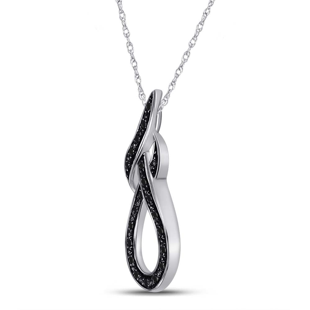 Sterling Silver Women's Colored Black Diamond Pendant 1/10 ctw