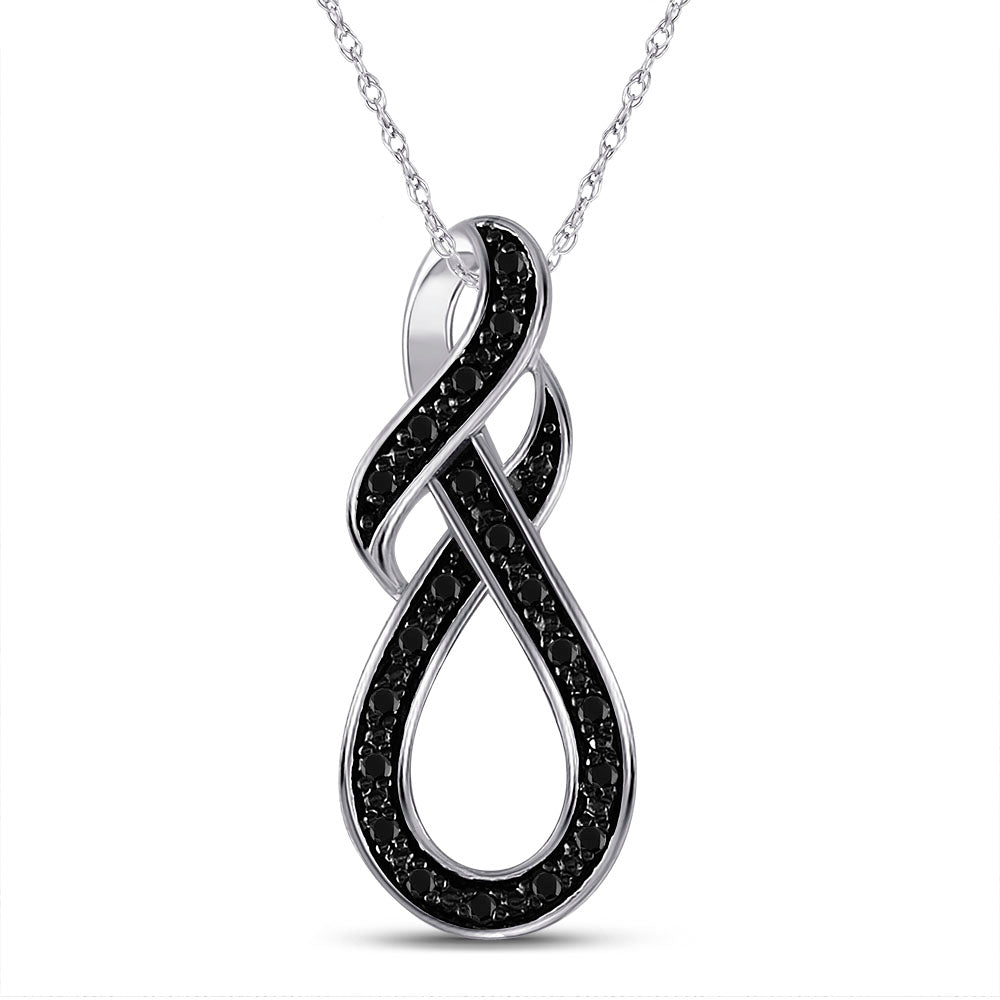 Sterling Silver Women's Colored Black Diamond Pendant 1/10 ctw - view 2