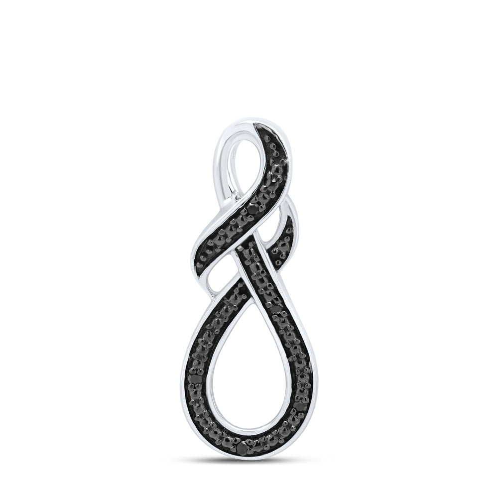 Sterling Silver Women's Black Color Enhanced Diamond Infinity Pendant .03 ctw