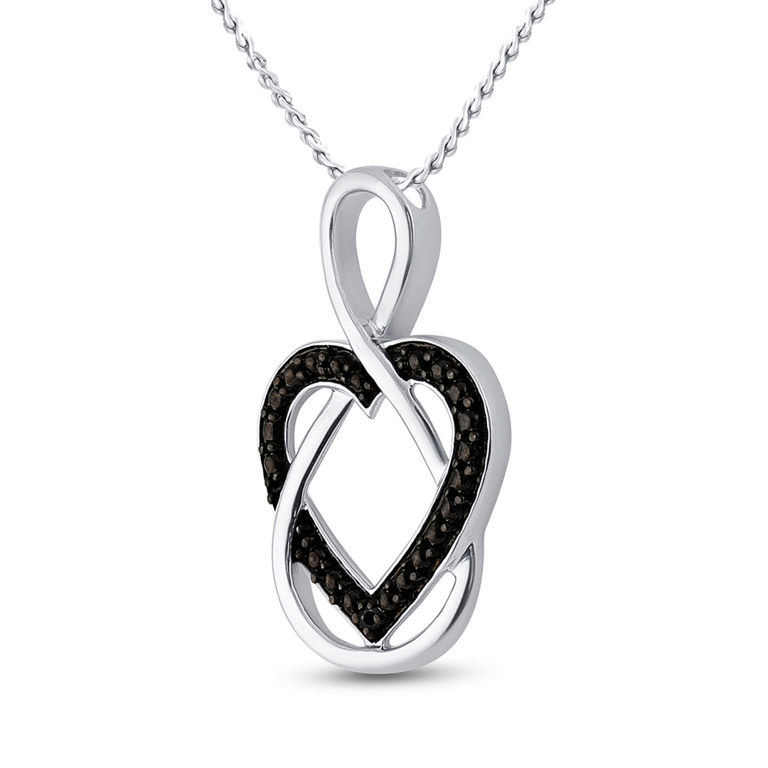 Sterling Silver Women's Black Color Enhanced Diamond Heart Infinity Pendant .01 ctw