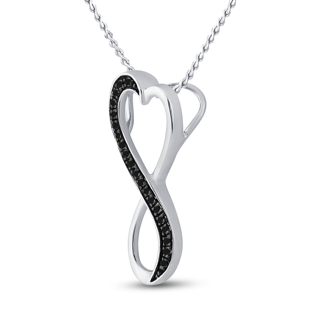 Sterling Silver Women's Colored Black Diamond Pendant 1/10 ctw