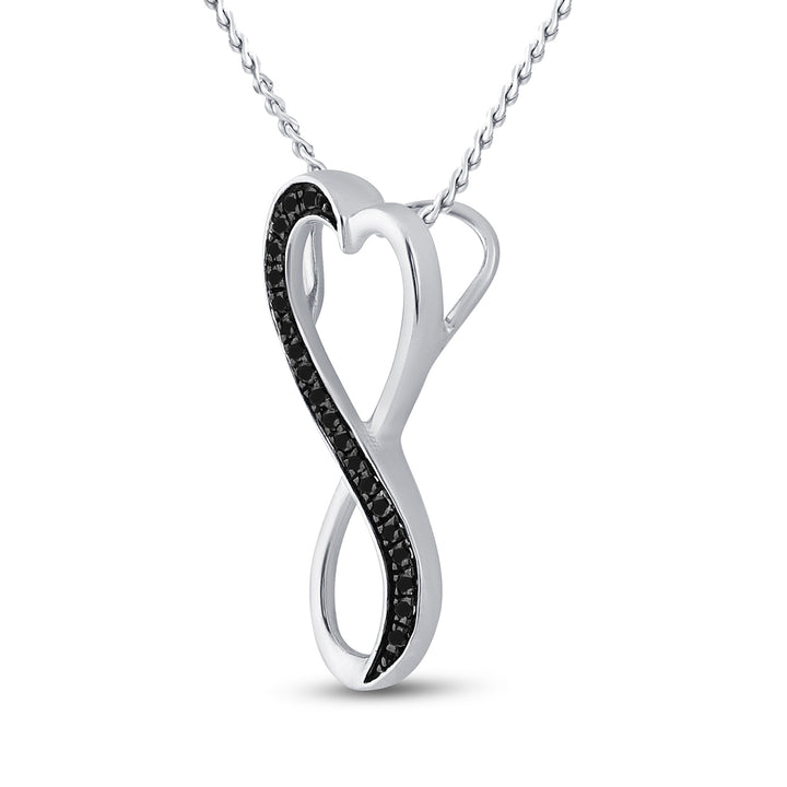 Sterling Silver Women's Colored Black Diamond Pendant 1/10 ctw