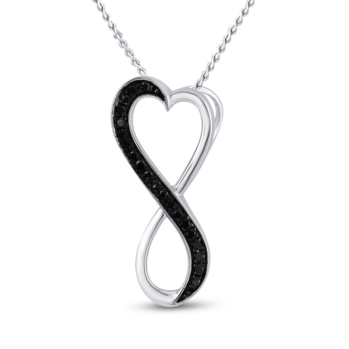 Sterling Silver Women's Colored Black Diamond Pendant 1/10 ctw - view 2