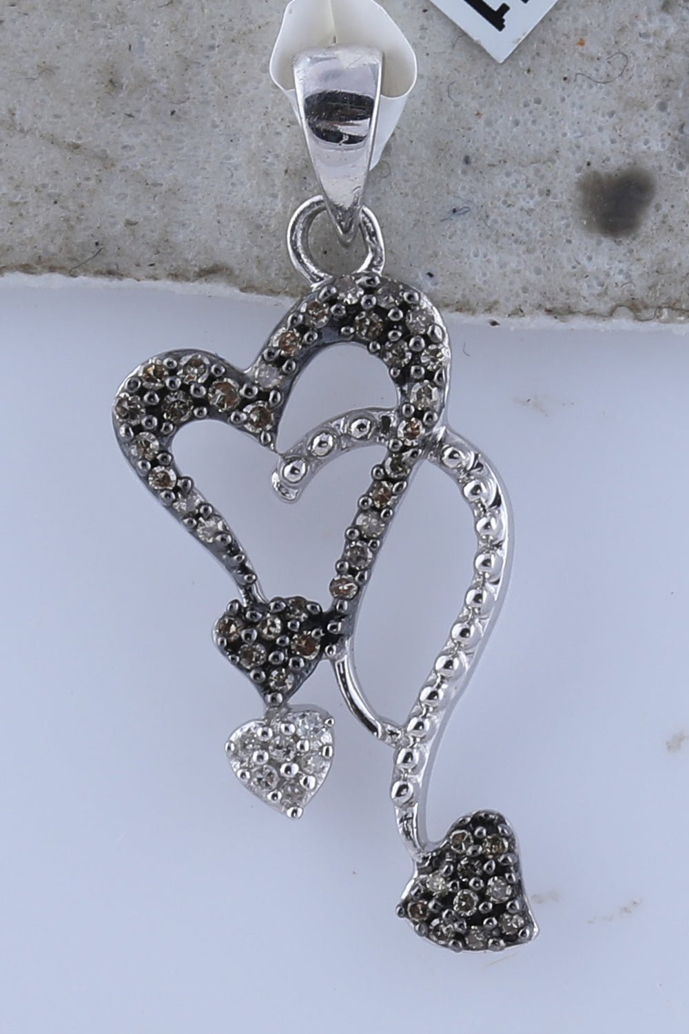 Sterling Silver Brown Diamond Heart Pendant 1/5 ctw - view 2