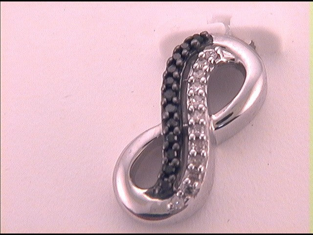 Sterling Silver Colored Black Diamond Pendant 1/10 ctw