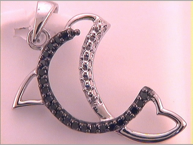 Sterling Silver Women's Colored Black Diamond Pendant 1/10 ctw