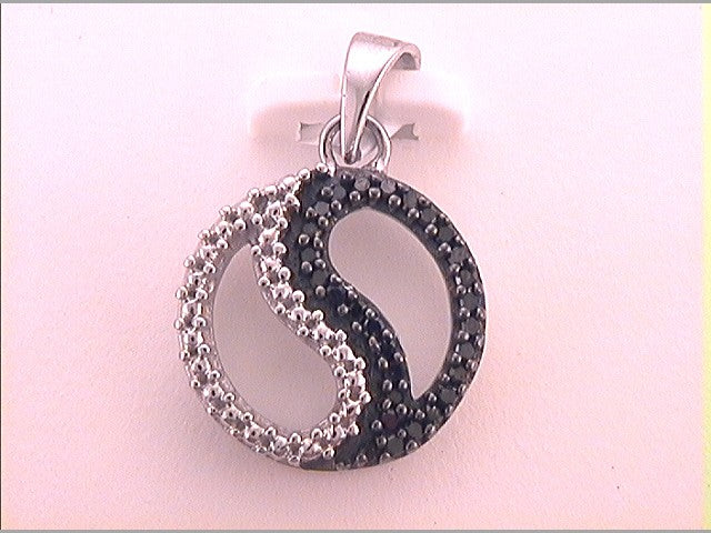 Sterling Silver Colored Black Diamond Pendant 1/10 ctw