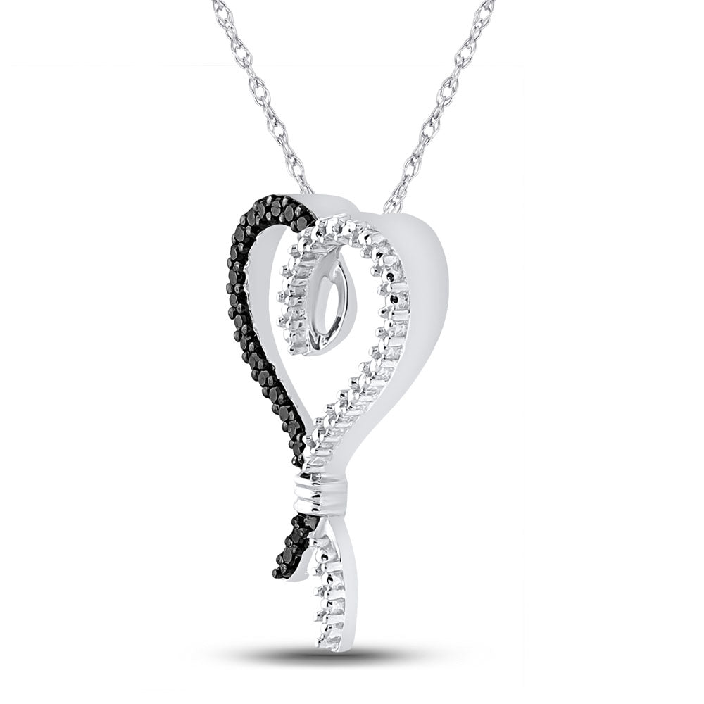 Sterling Silver Women's Colored Black Diamond Pendant 1/8 ctw
