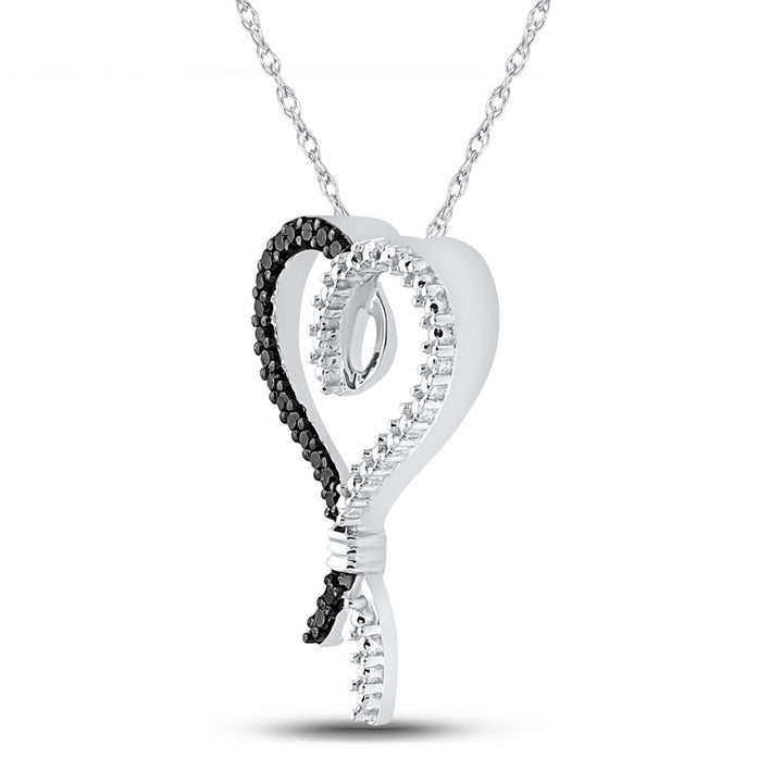 Sterling Silver Women's Colored Black Diamond Pendant 1/8 ctw