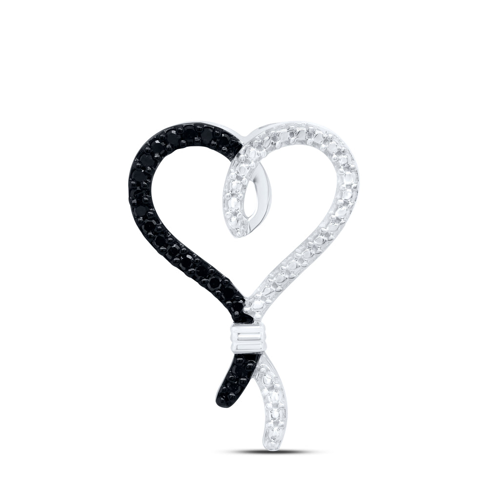 Sterling Silver Women's Colored Black Diamond Pendant 1/8 ctw - view 2