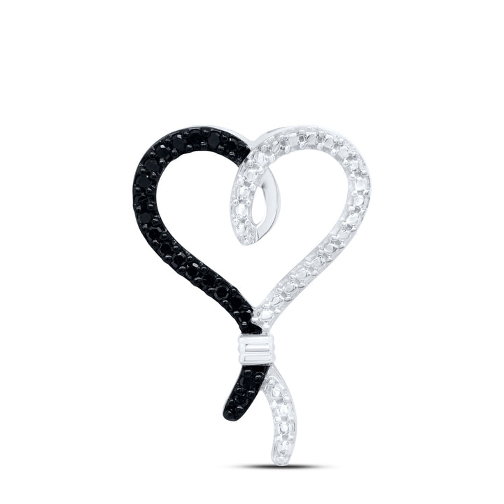 Sterling Silver Women's Colored Black Diamond Pendant 1/8 ctw - view 2