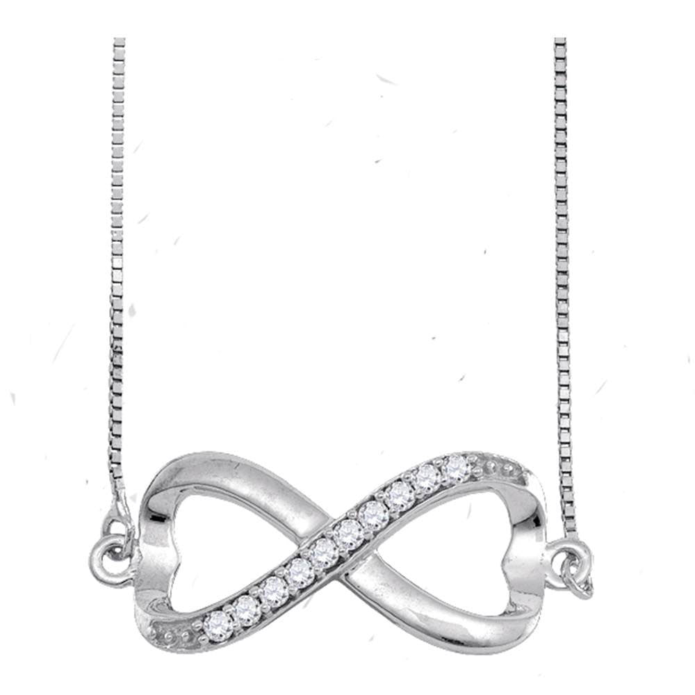 Sterling Silver Women's Diamond Infinity Pendant Necklace 1/10 ctw