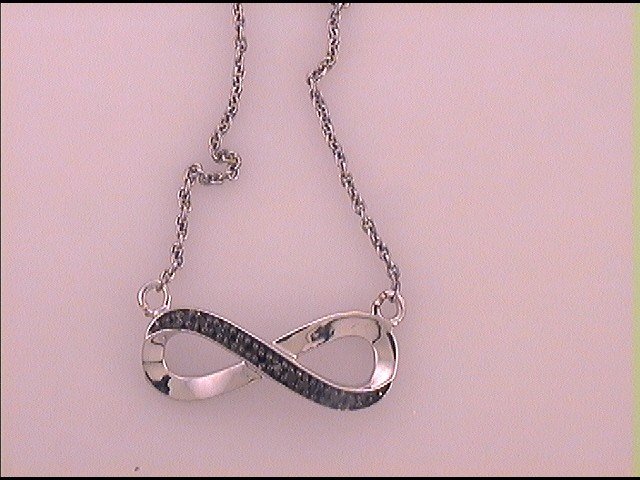 Sterling Silver Black Color Enhanced Diamond Infinity Love Pendant Necklace 1/12 ctw