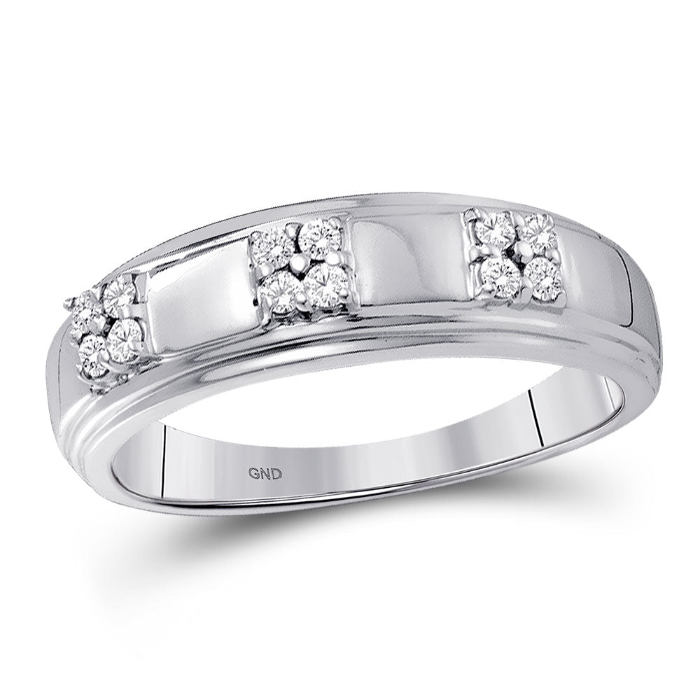 14kt Yellow Gold His Hers Round Diamond Cluster Matching Bridal Wedding Ring Band Set 7/8 Cttw