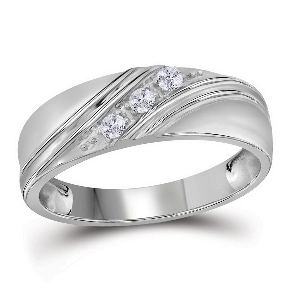 10kt White Gold His Hers Round Diamond Solitaire Matching Bridal Wedding Ring Band Set 1/4 Cttw