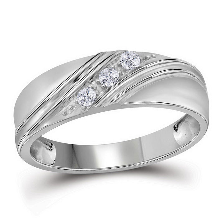 10kt White Gold His Hers Round Diamond Solitaire Matching Bridal Wedding Ring Band Set 1/4 Cttw
