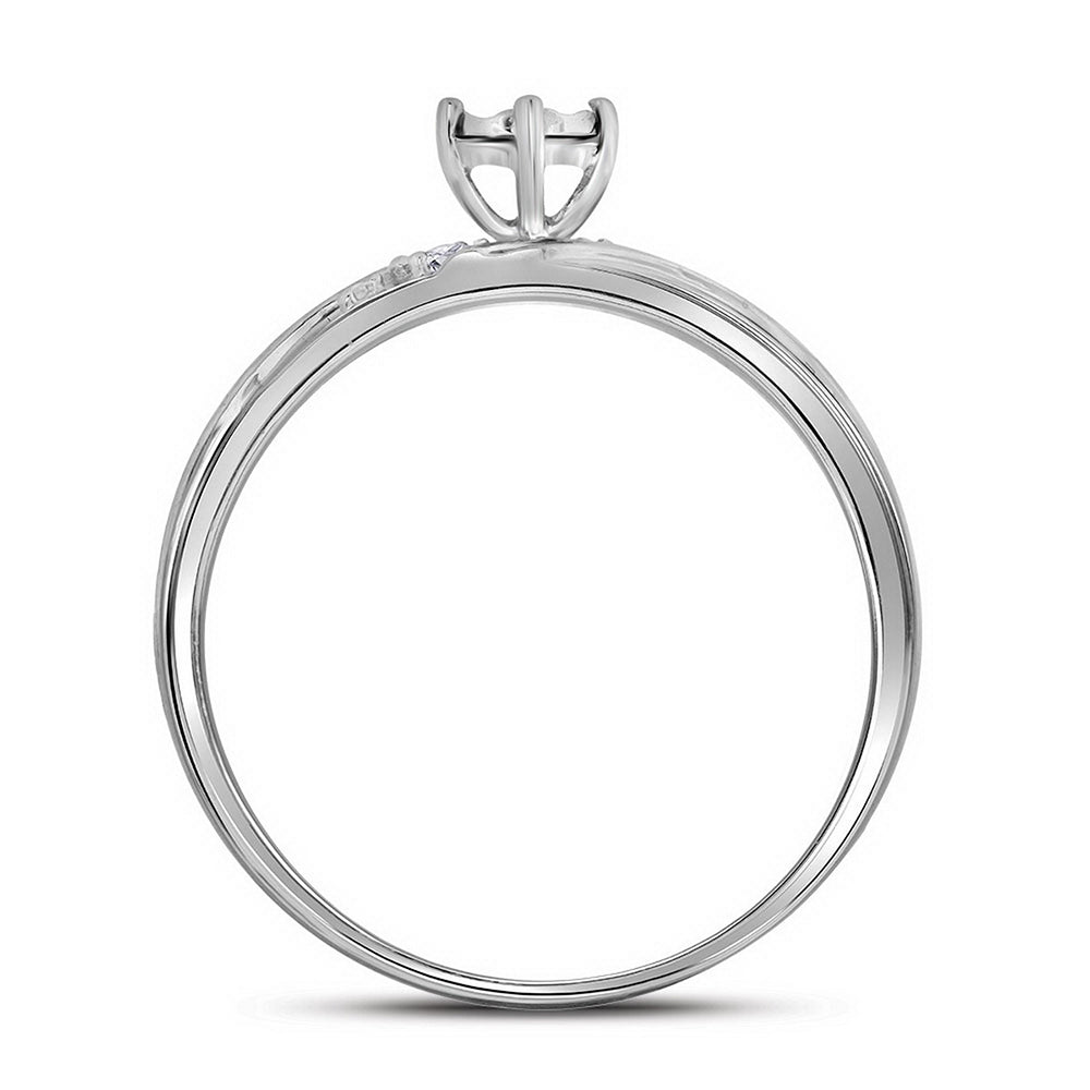 10kt White Gold His Hers Round Diamond Solitaire Matching Bridal Wedding Ring Band Set 1/4 Cttw