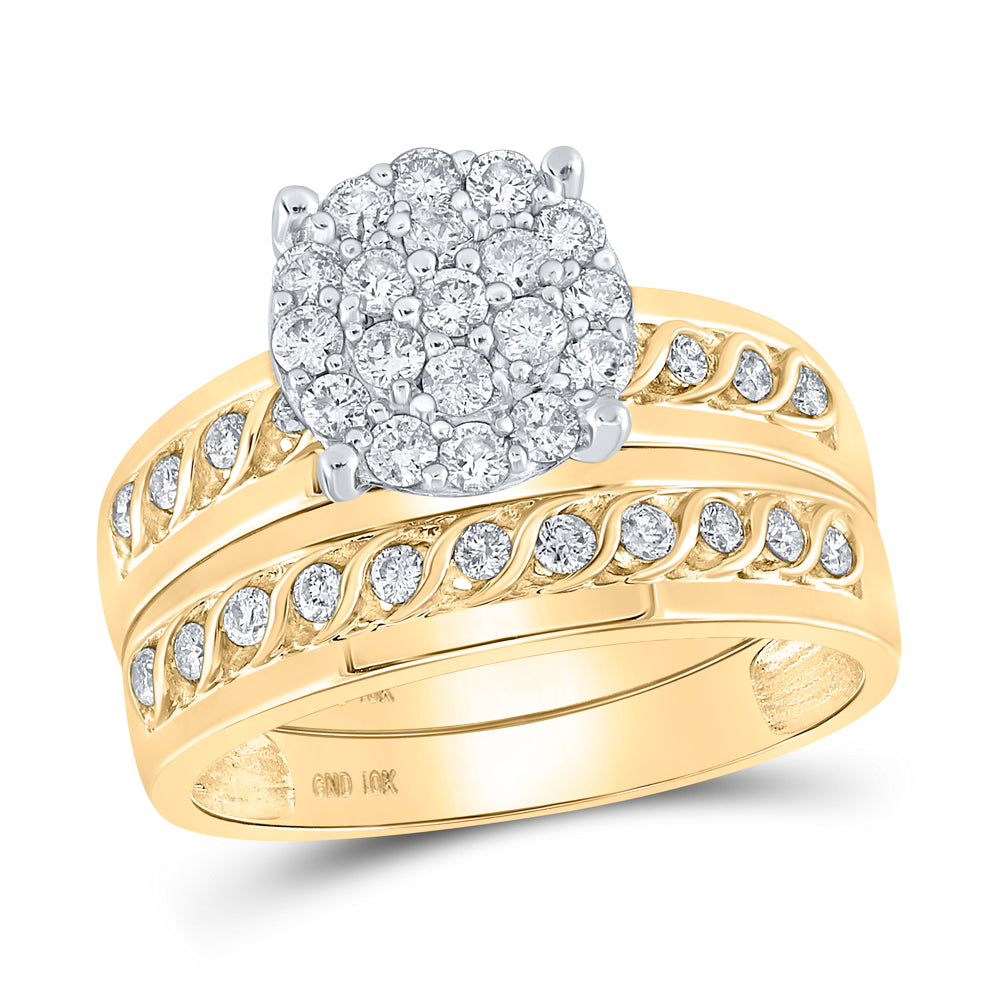 10kt Yellow Gold Diamond Trio Bridal Set Fashion Ring 0.81 ctw