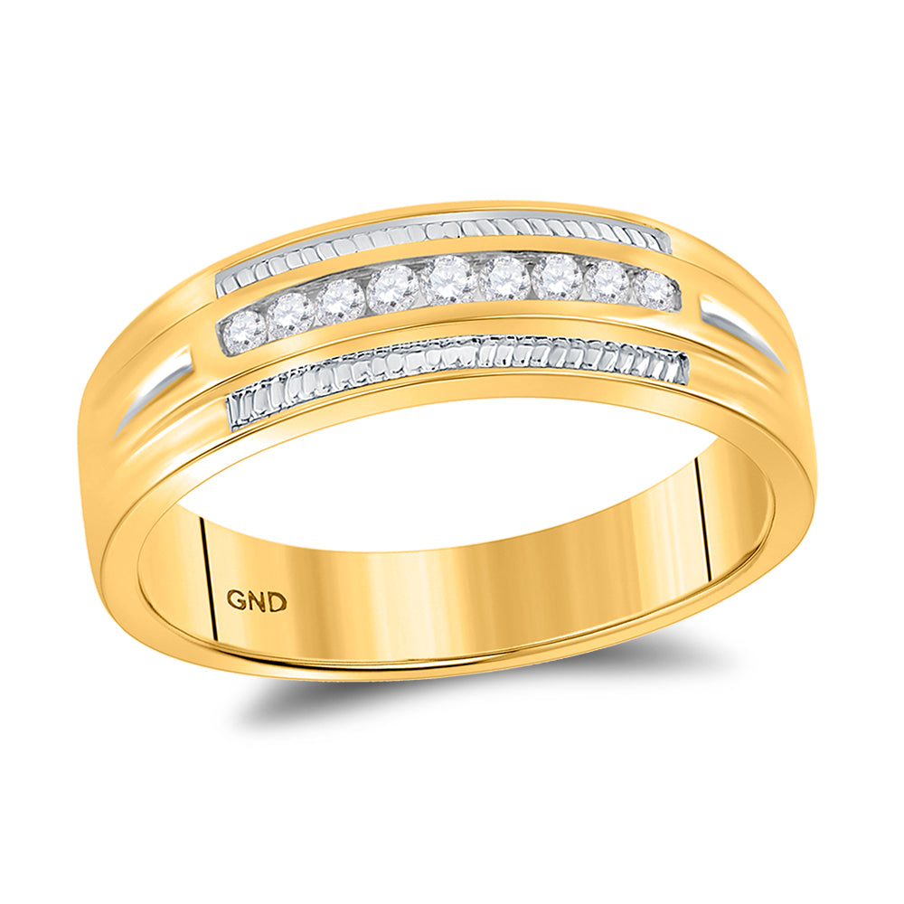 10kt Yellow Gold His & Hers Round Diamond Solitaire Matching Bridal Wedding Ring Band Set 5/8 Cttw