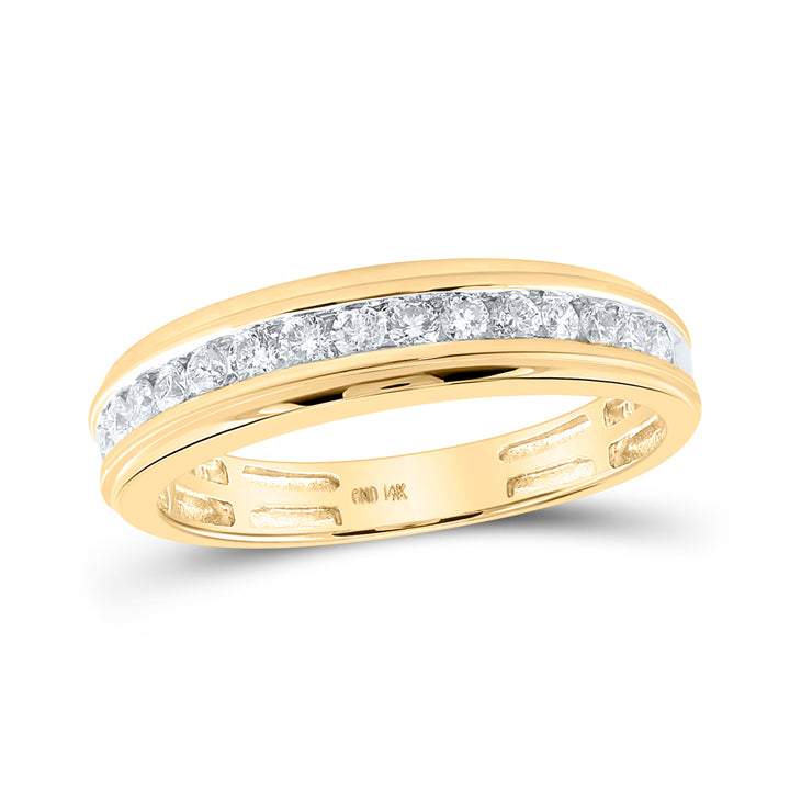 14kt Yellow Gold His & Hers Round Diamond Solitaire Matching Bridal Wedding Ring Band Set 1-5/8 Cttw