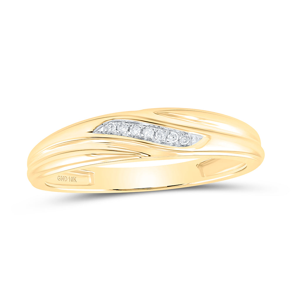 10k Yellow Gold Diamond His & Hers Matching Trio Wedding Engagement Bridal Ring Set 1/5 Cttw