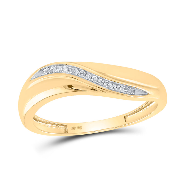 10kt Yellow Gold His & Hers Round Diamond Solitaire Matching Bridal Wedding Ring Band Set 1/5 Cttw
