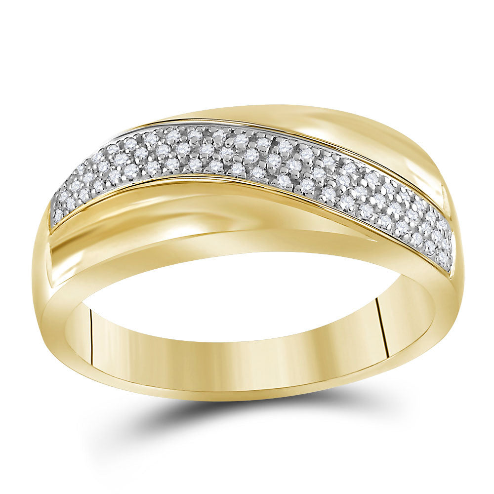 10kt Yellow Gold His Hers Round Diamond Solitaire Matching Bridal Wedding Ring Band Set 1/2 Cttw