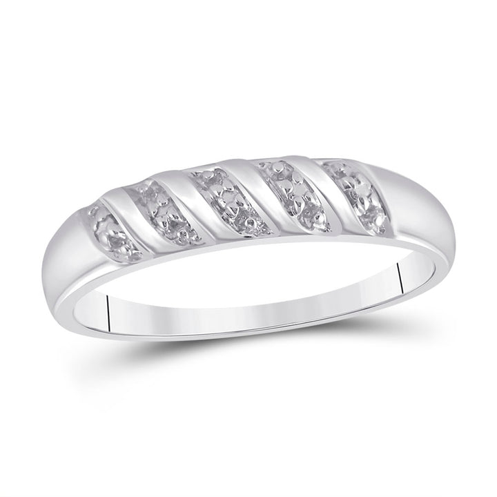 10kt White Gold His Hers Round Diamond Solitaire Matching Bridal Wedding Ring Band Set 1/20 Cttw