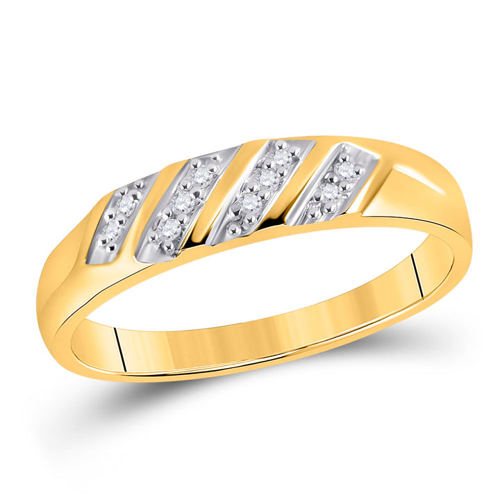10kt Yellow Gold His & Hers Round Diamond Solitaire Matching Bridal Wedding Ring Band Set 1/4 Cttw