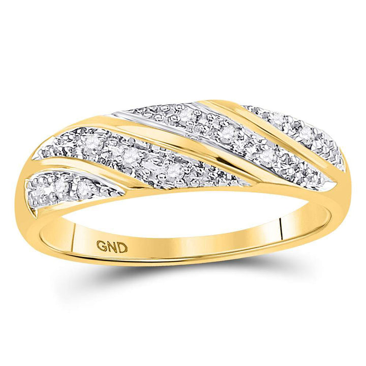 14kt Yellow Gold His & Hers Round Diamond Cluster Matching Bridal Wedding Ring Band Set 1/3 Cttw
