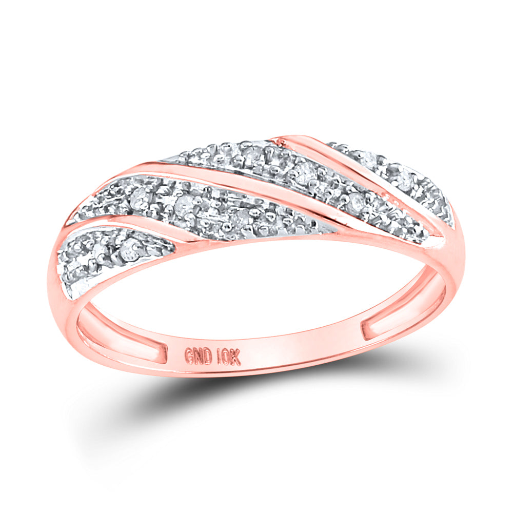 10kt Rose Gold His Hers Round Diamond Cluster Matching Bridal Wedding Ring Band Set 1/3 Cttw