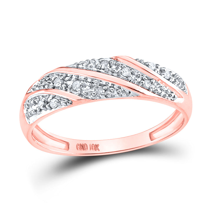 10kt Rose Gold His Hers Round Diamond Cluster Matching Bridal Wedding Ring Band Set 1/3 Cttw