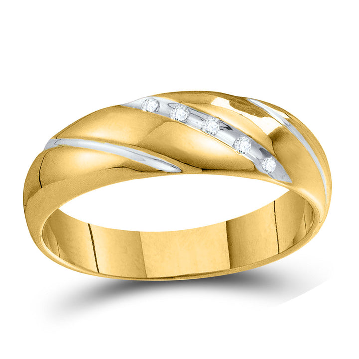 10kt Yellow Gold His Hers Round Diamond Cluster Matching Bridal Wedding Ring Band Set 1/8 Cttw