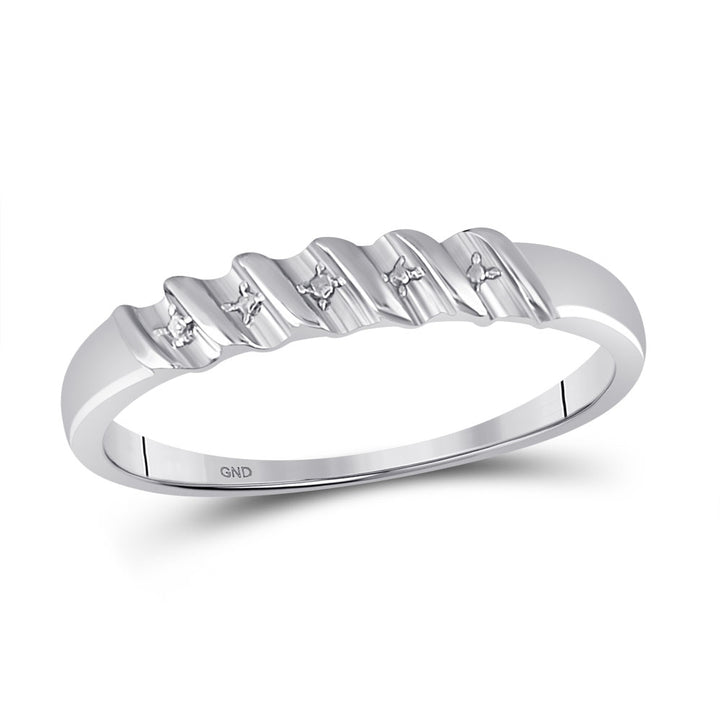 10kt White Gold His & Hers Round Diamond Cluster Matching Bridal Wedding Ring Band Set 1/8 Cttw