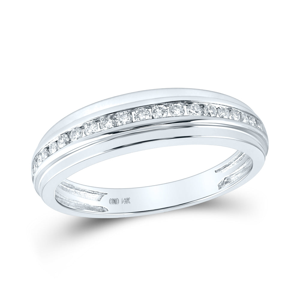 14kt White Gold His Hers Round Diamond Solitaire Matching Bridal Wedding Ring Band Set 7/8 Cttw