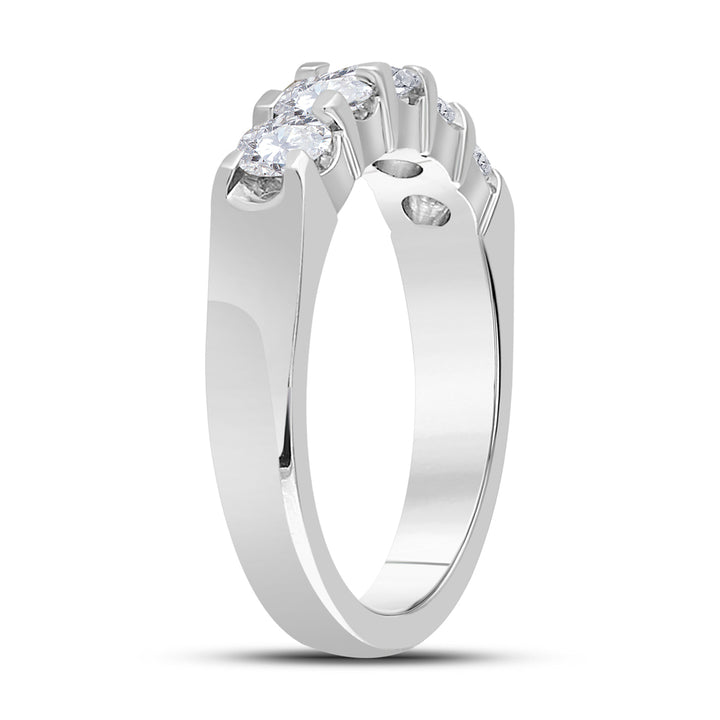 14kt White Gold Womens Machine Set Round Diamond 5-stone Wedding Band 1.00 Cttw
