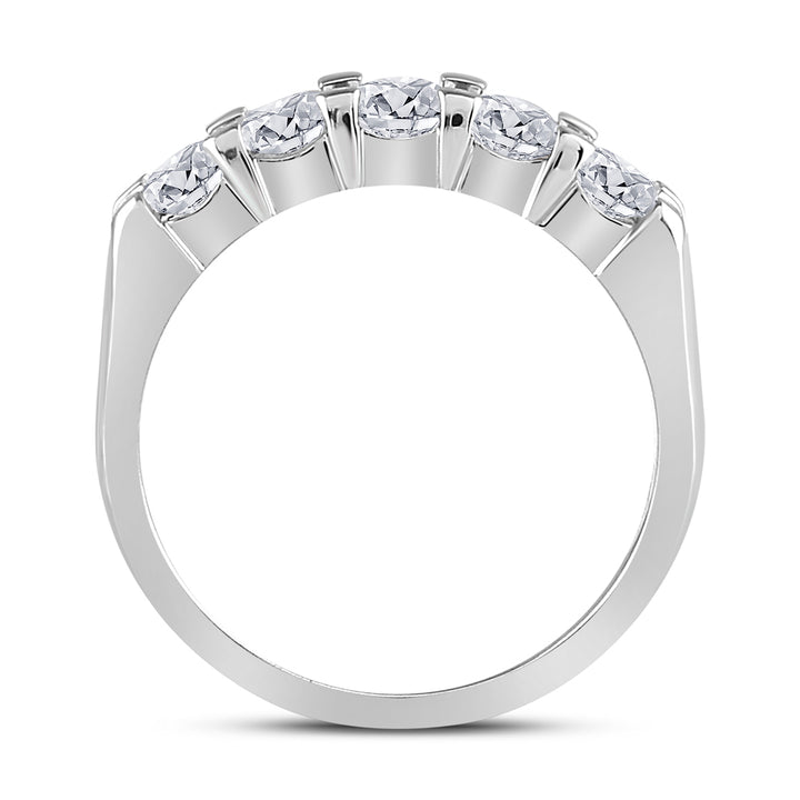 14kt White Gold Womens Machine Set Round Diamond 5-stone Wedding Band 1.00 Cttw