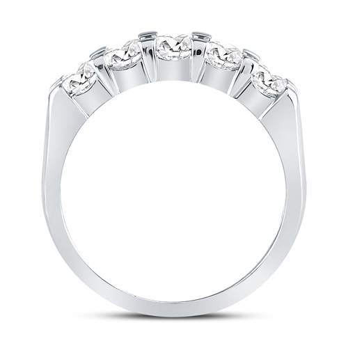 14kt White Gold Womens Machine Set Round Diamond 5-stone Wedding Band 1.00 Cttw