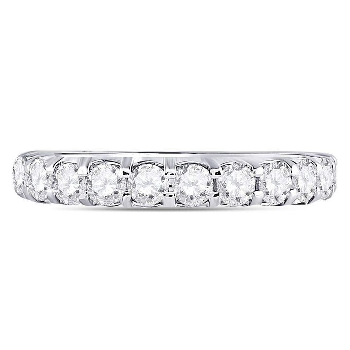 14kt White Gold Womens Machine Set Round Diamond Wedding Band 1.00 Cttw