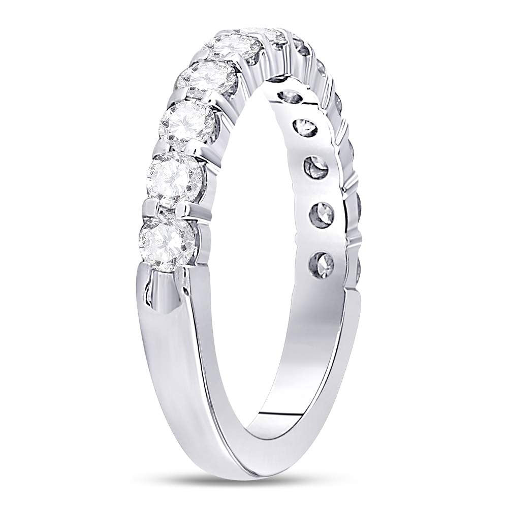 14kt White Gold Womens Machine Set Round Diamond Wedding Band 1.00 Cttw
