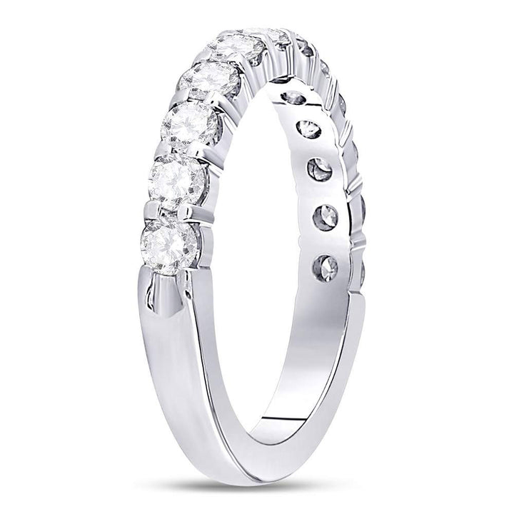 14kt White Gold Womens Machine Set Round Diamond Wedding Band 1.00 Cttw