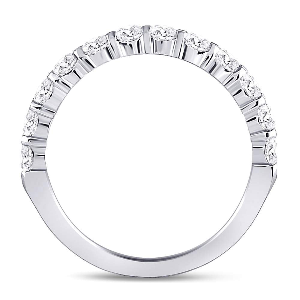 14kt White Gold Womens Machine Set Round Diamond Wedding Band 1.00 Cttw