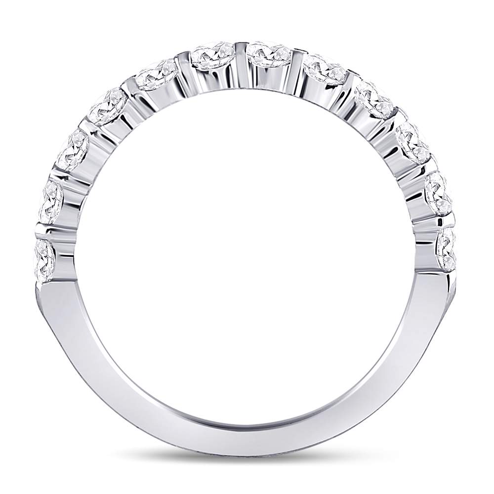 14kt White Gold Womens Machine Set Round Diamond Wedding Band 1.00 Cttw