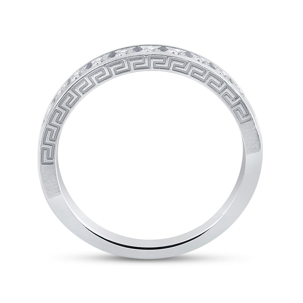 14kt White Gold Womens Round Channel-Set Diamond Single Row Wedding Band 1/2 Cttw