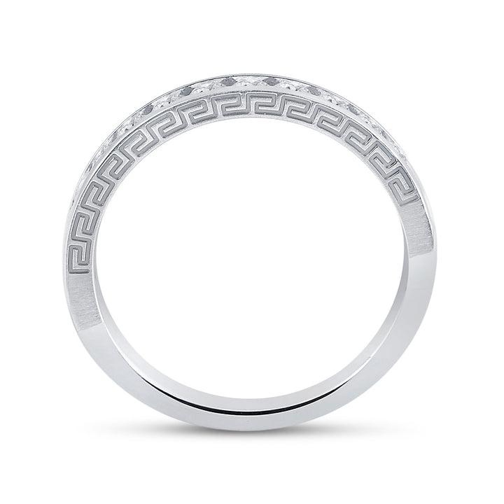 14kt White Gold Womens Round Channel-Set Diamond Single Row Wedding Band 1/2 Cttw