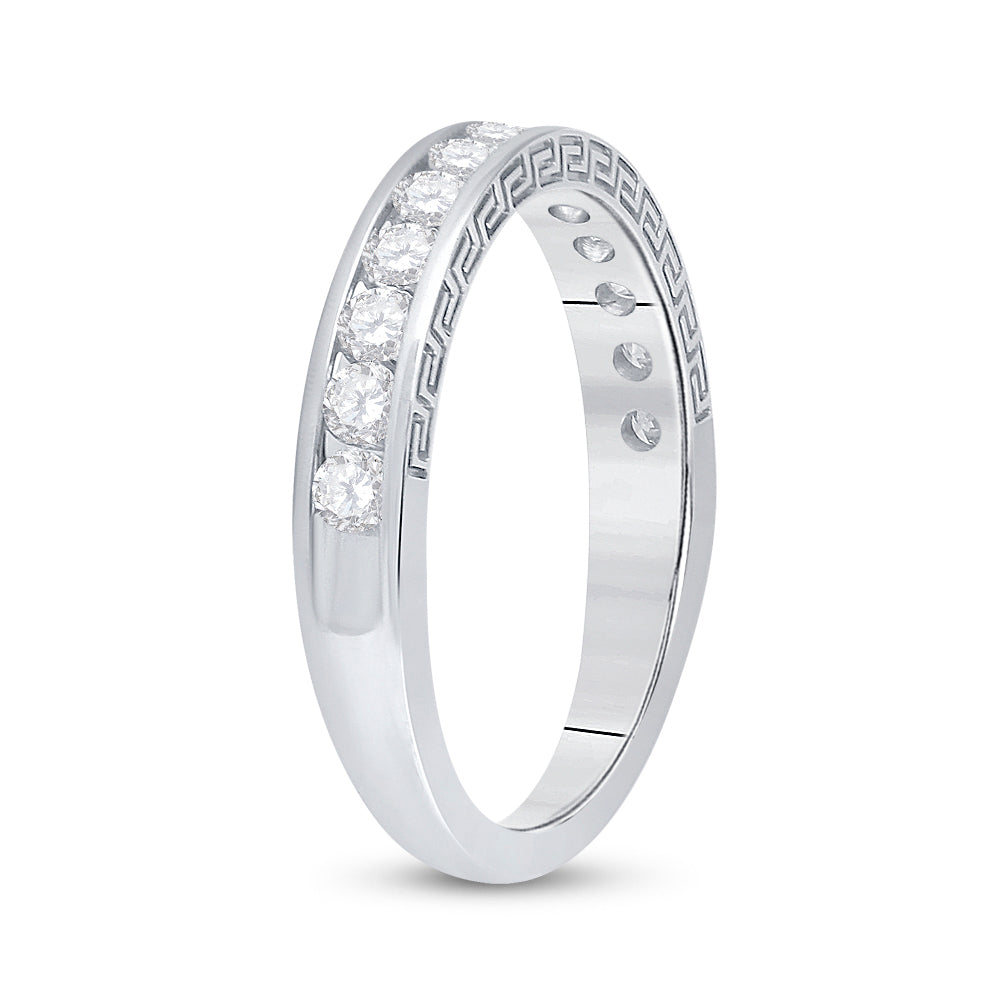 14kt White Gold Womens Round Channel-Set Diamond Single Row Wedding Band 1/2 Cttw