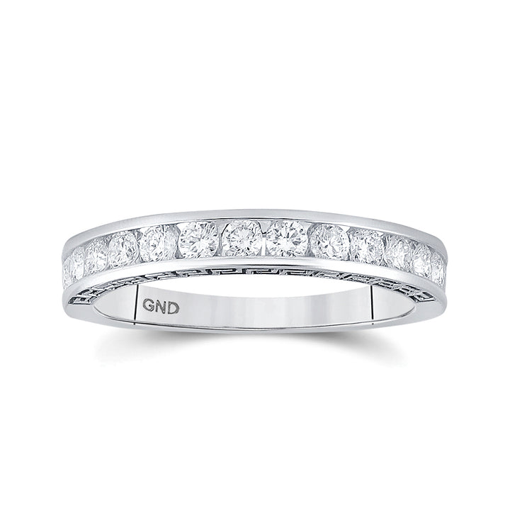 14kt White Gold Womens Round Channel-Set Diamond Single Row Wedding Band 1/2 Cttw